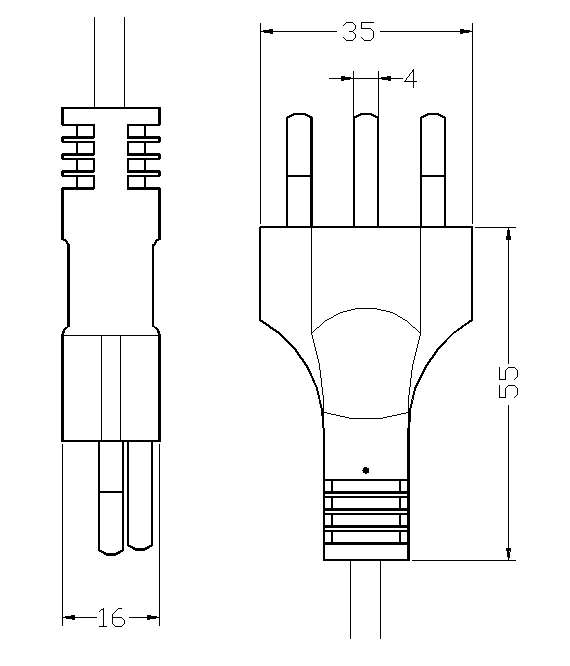 Dreipoliger Schweizer Stecker R9: Kabel mit Stecker: Europäischer